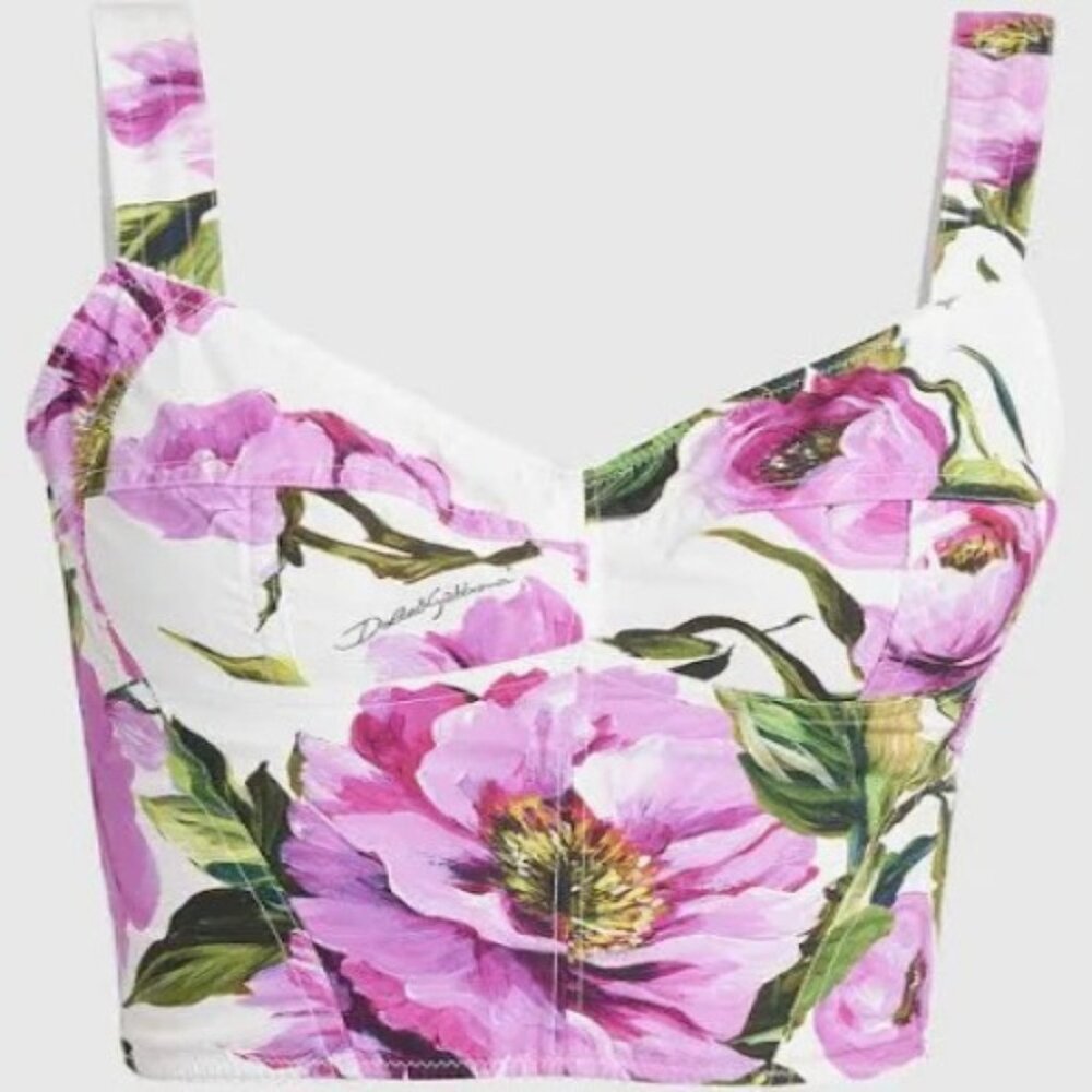 Women's Dolce & Gabbana Pink Peony Bustier/Corset Top and Pants Set 12US 48IT